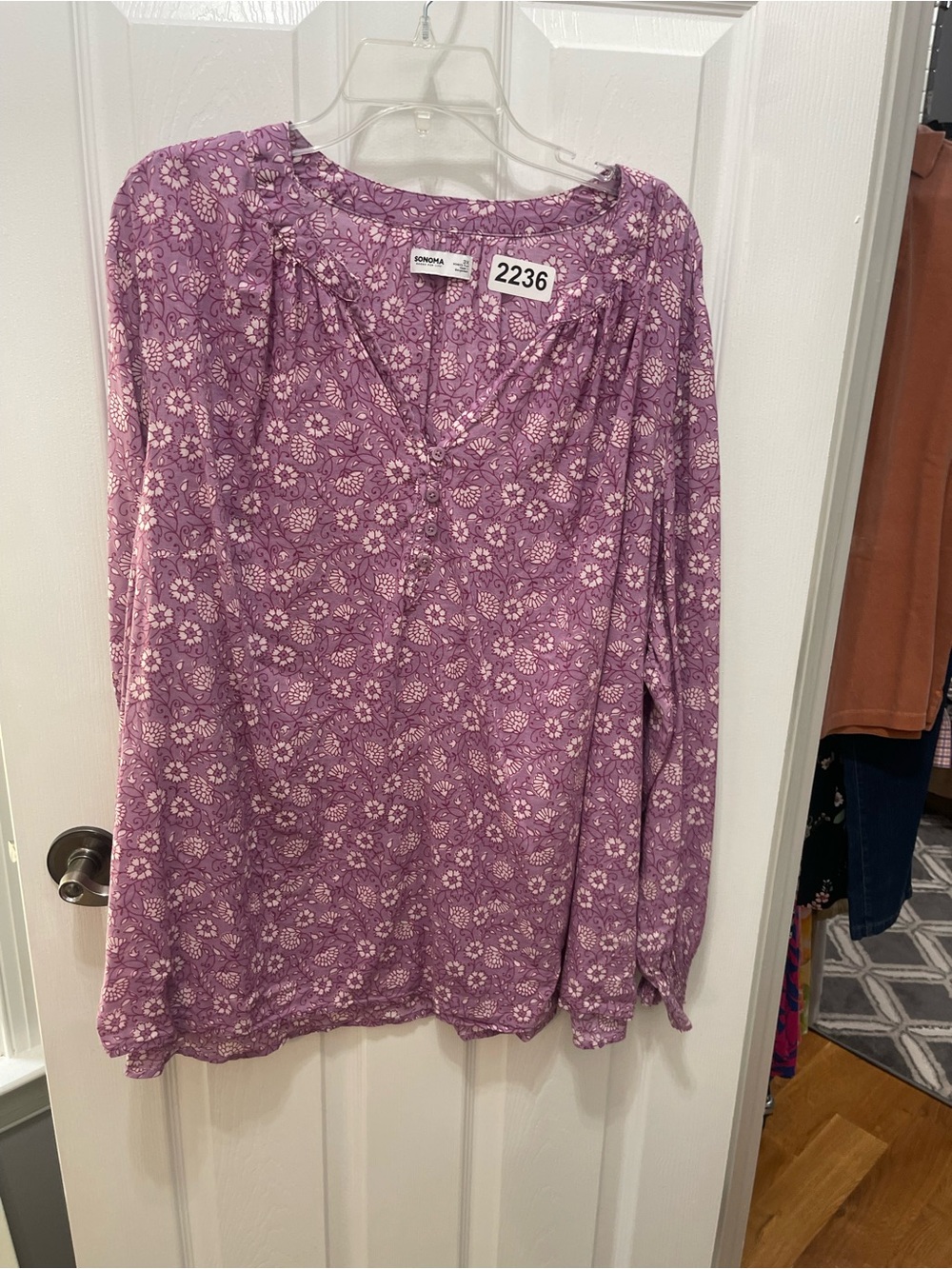 Sonoma Purple Floral Scoop-Neck Blouse